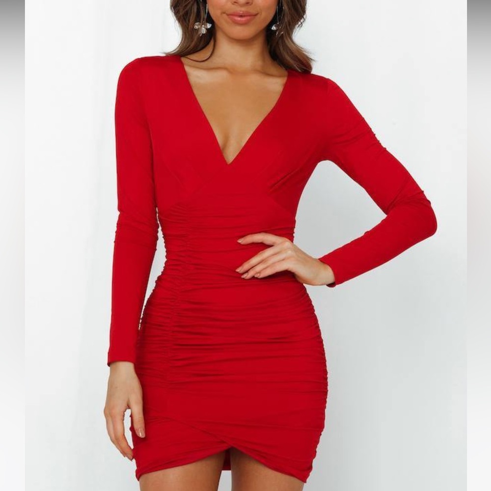 NWOT Hello Molly Red Long Sleeve Dress